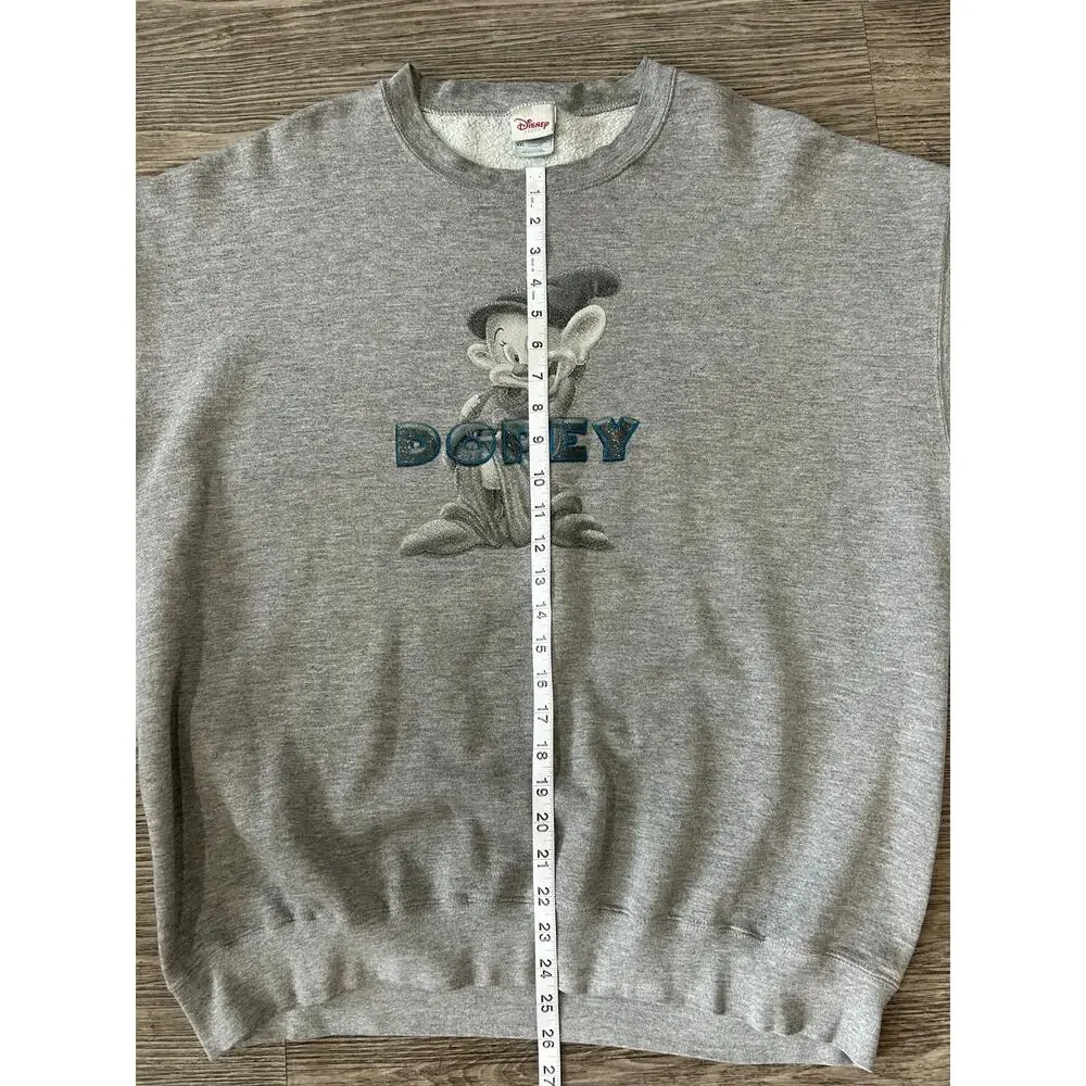 Vintage Disney Store Dopey Snow White Sweatshirt XXL Gray Embroidered Crewneck